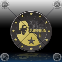 2 EVRO SLOVENIJA  2011 "F. ROZMAN STANE" Black Rhodium + 24k Gold
